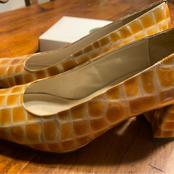 💝 Golden croco Vintage Pavane golden orange crocodile style heels in the 1980s - Picture 8 of 15